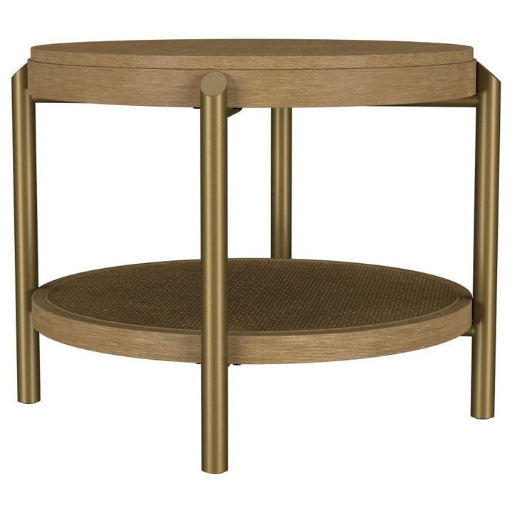 Arini - 2 Piece Round Coffee And End Table Set - Sand Wash Table Set modern furniture Contempo Furniture