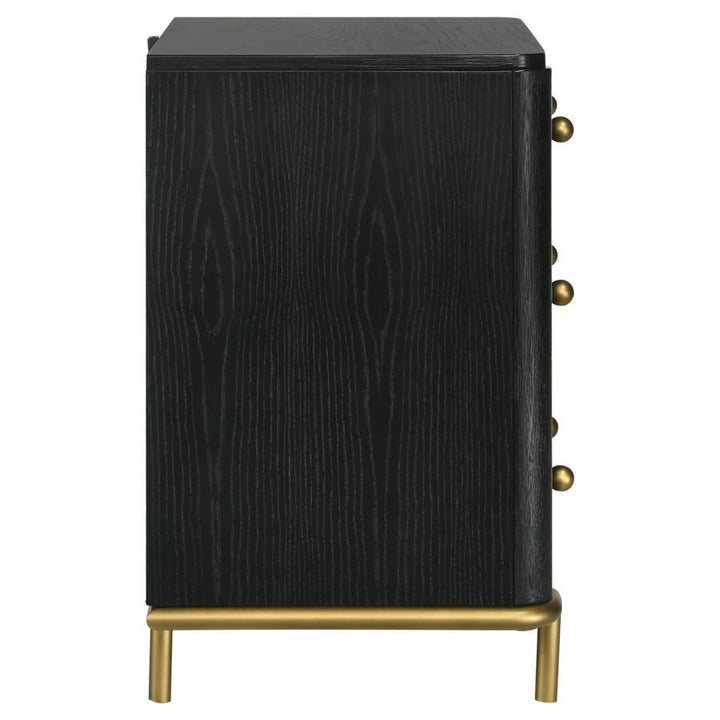 Arini - 3 - Drawer Nightstand - Black Nightstand w/ Charging Station modern furniture Contempo Furniture