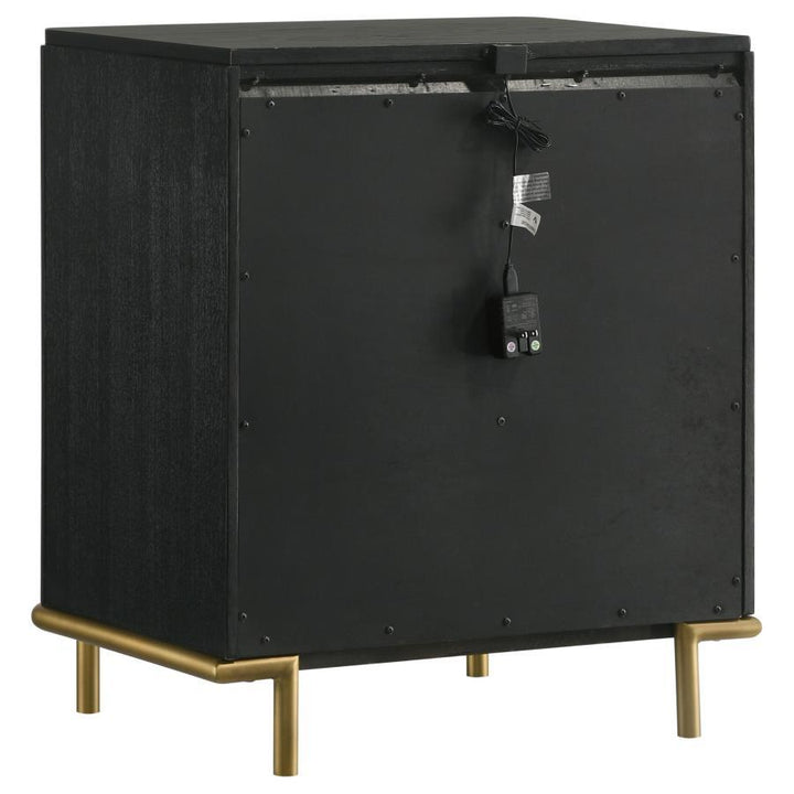 Arini - 3 - Drawer Nightstand - Black Nightstand w/ Charging Station modern furniture Contempo Furniture