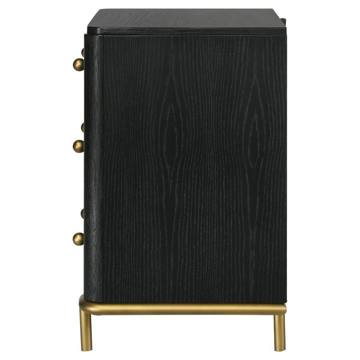 Arini - 3 - Drawer Nightstand - Black Nightstand w/ Charging Station modern furniture Contempo Furniture