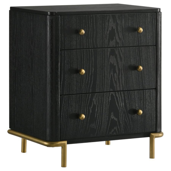 Arini - 3 - Drawer Nightstand - Black Nightstand w/ Charging Station modern furniture Contempo Furniture