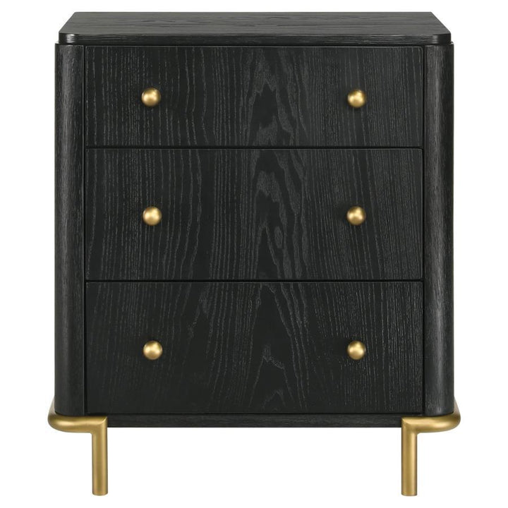 Arini - 3 - Drawer Nightstand - Black Nightstand w/ Charging Station modern furniture Contempo Furniture