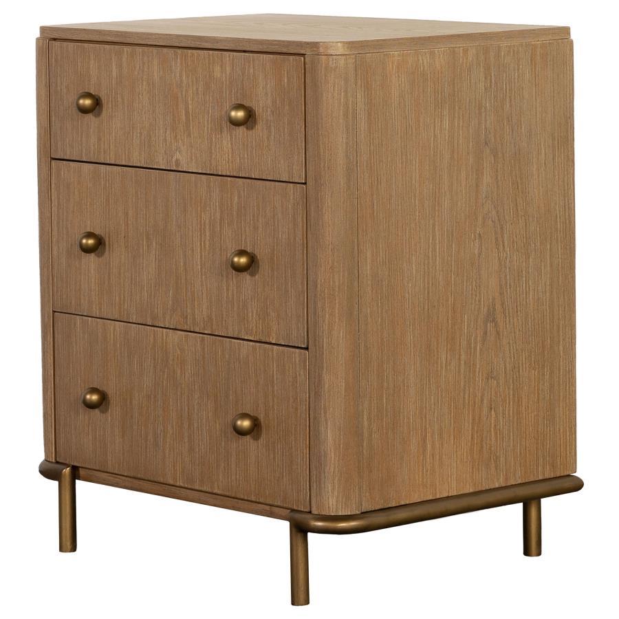 Arini - 3 - Drawer Nightstand - Sand Wash Nightstand w/ Charging Station modern furniture Contempo Furniture