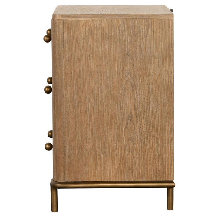 Arini - 3 - Drawer Nightstand - Sand Wash Nightstand w/ Charging Station modern furniture Contempo Furniture