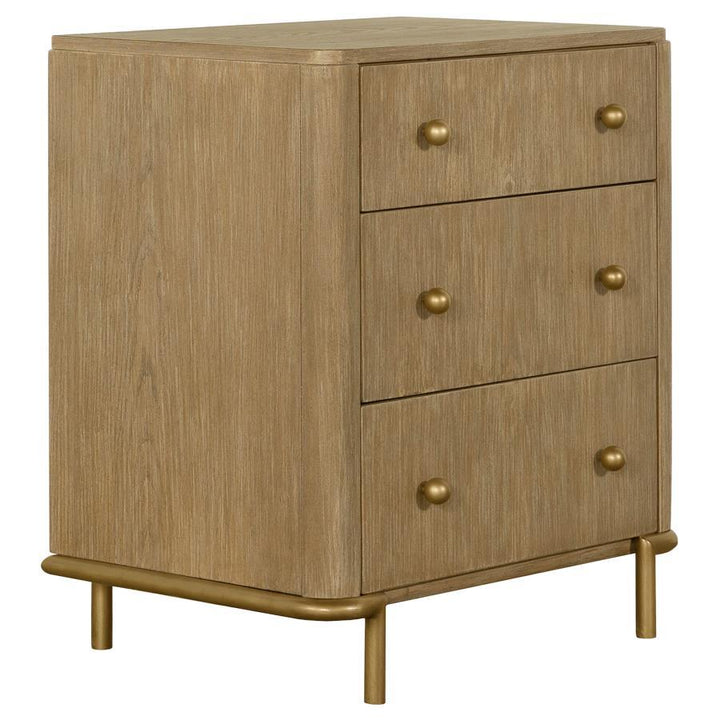 Arini - 3 - Drawer Nightstand - Sand Wash Nightstand w/ Charging Station modern furniture Contempo Furniture