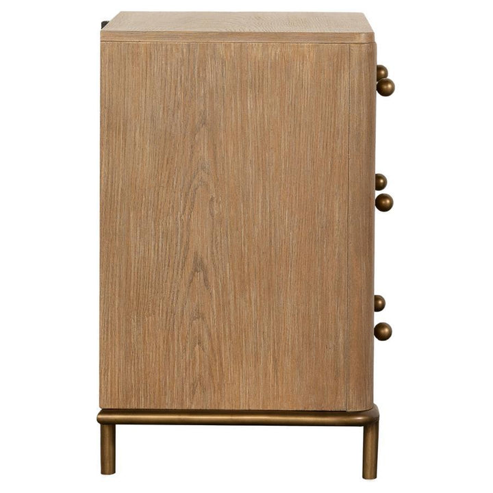Arini - 3 - Drawer Nightstand - Sand Wash Nightstand w/ Charging Station modern furniture Contempo Furniture