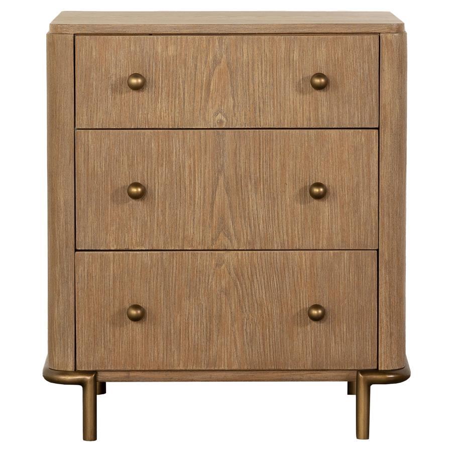 Arini - 3 - Drawer Nightstand - Sand Wash Nightstand w/ Charging Station modern furniture Contempo Furniture