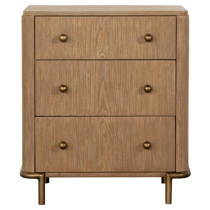 Arini - 3 - Drawer Nightstand - Sand Wash Nightstand w/ Charging Station modern furniture Contempo Furniture