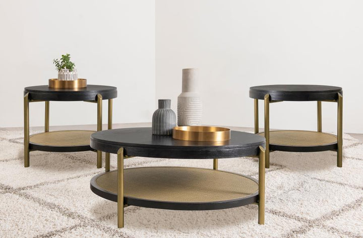 Arini - 3 Piece Round Coffee And End Table Set - Black Table Set modern furniture Contempo Furniture