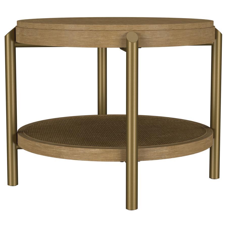 Arini - 3 Piece Round Coffee And End Table Set - Sand Wash Table Set modern furniture Contempo Furniture