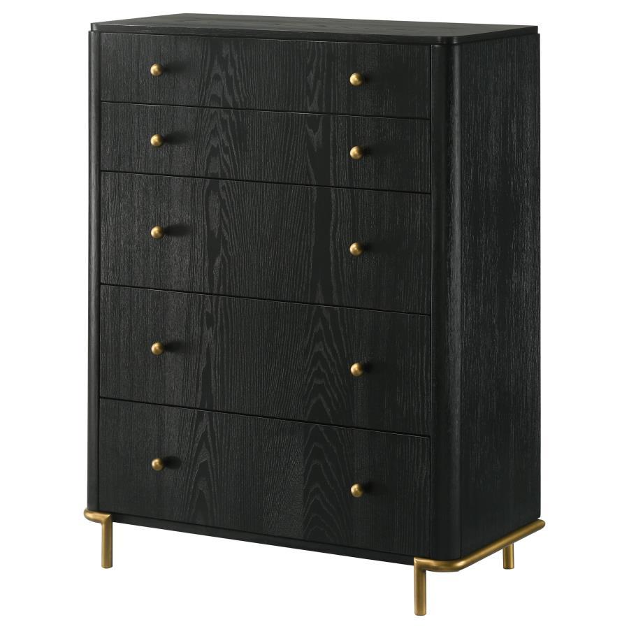 Arini - 5 - Drawer Bedroom Chest - Black Accent Chest modern furniture Contempo Furniture