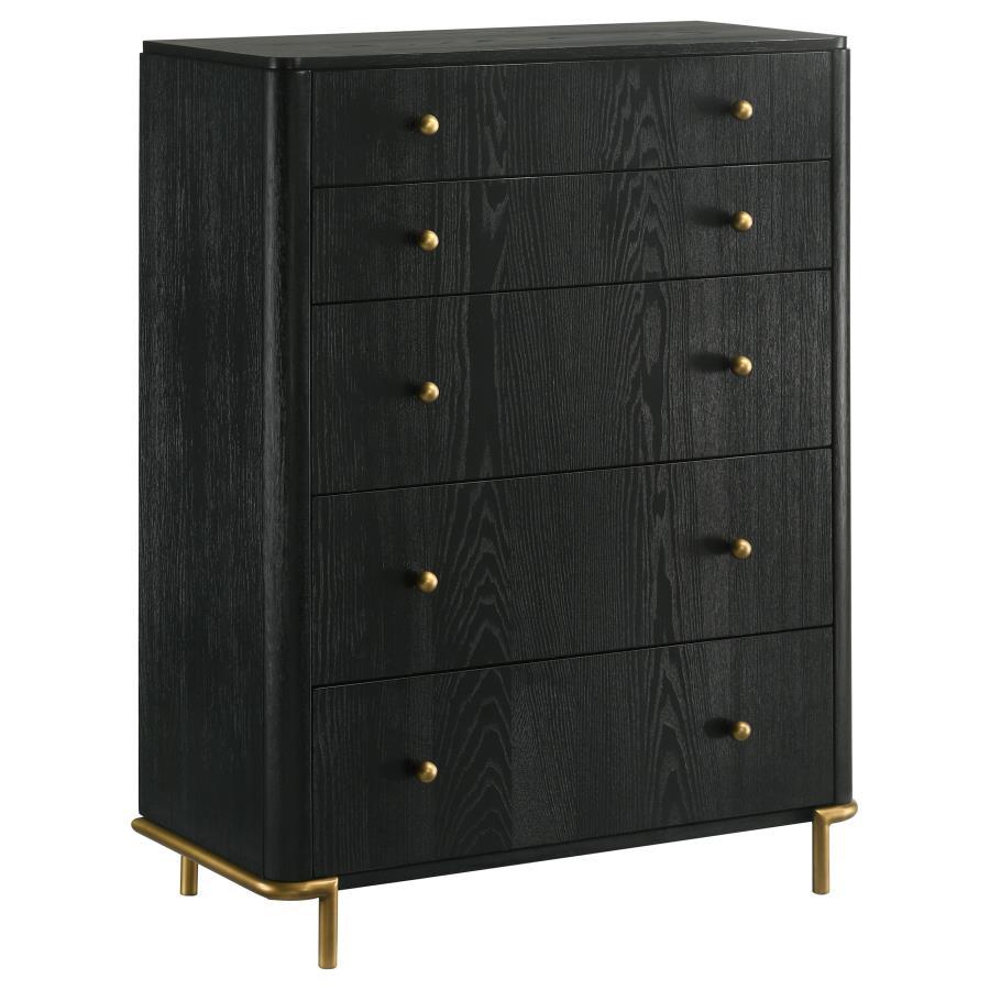 Arini - 5 - Drawer Bedroom Chest - Black Accent Chest modern furniture Contempo Furniture