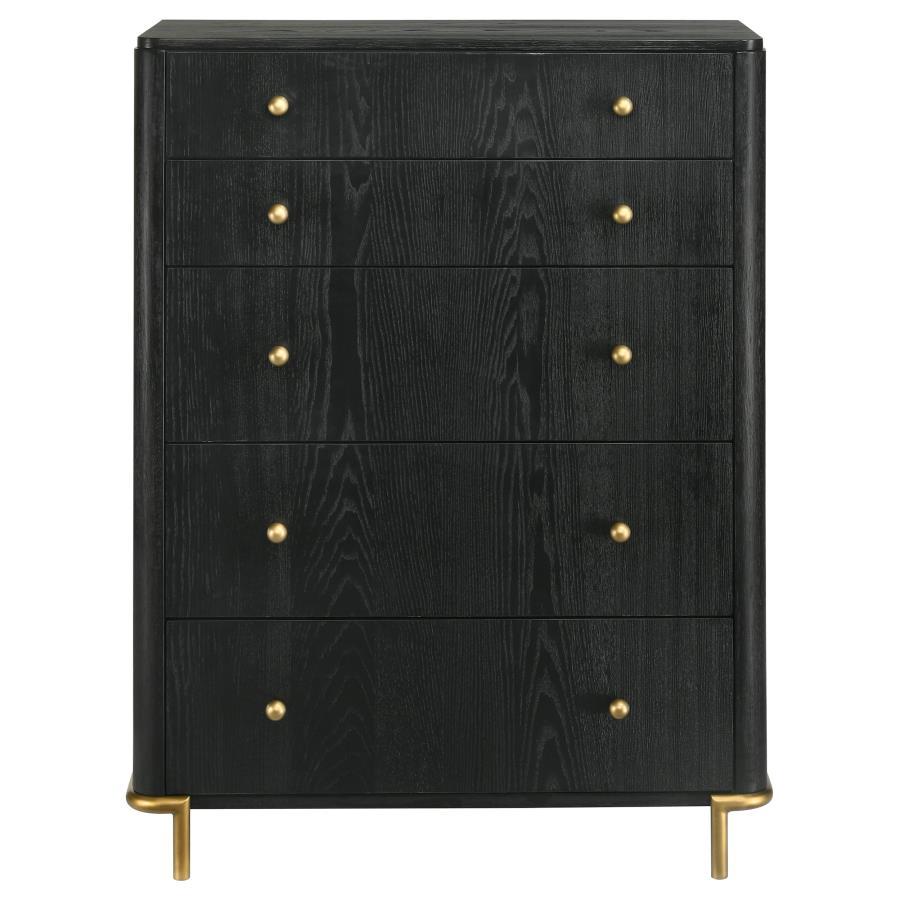 Arini - 5 - Drawer Bedroom Chest - Black Accent Chest modern furniture Contempo Furniture
