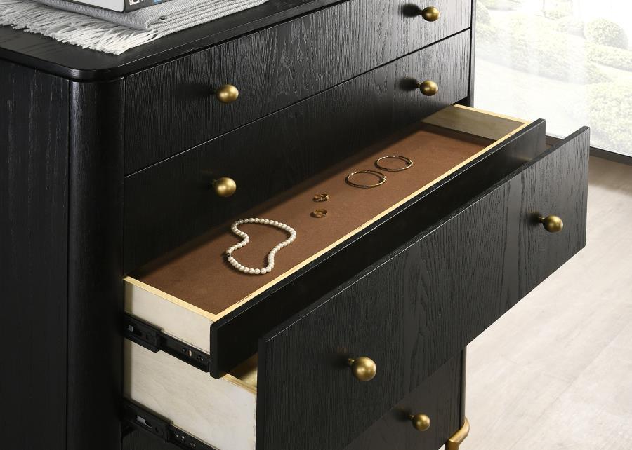 Arini - 5 - Drawer Bedroom Chest - Black Accent Chest modern furniture Contempo Furniture