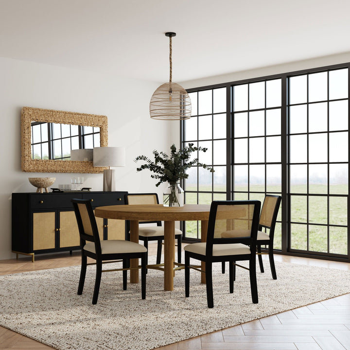Arini - 5 - Piece Round Dining Table Set - Sand Wash / Black 5 - Piece Dining Room Set modern furniture Contempo Furniture