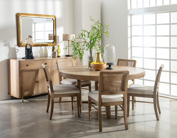 Arini - 60" Round Wood Dining Room Table - Sand Wash Dining Table modern furniture Contempo Furniture