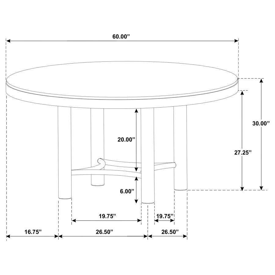 Arini - 60" Round Wood Dining Room Table - Sand Wash Dining Table modern furniture Contempo Furniture