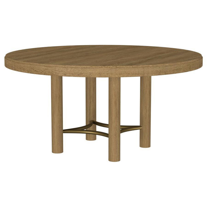 Arini - 60" Round Wood Dining Room Table - Sand Wash Dining Table modern furniture Contempo Furniture