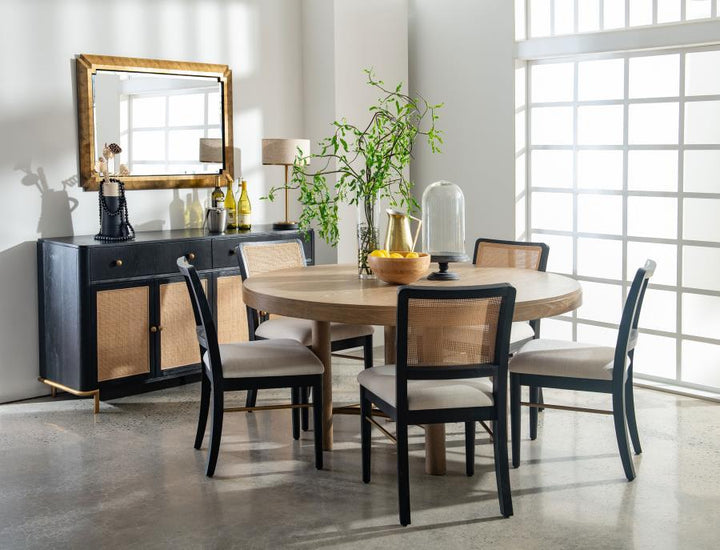 Arini - 60" Round Wood Dining Room Table - Sand Wash Dining Table modern furniture Contempo Furniture