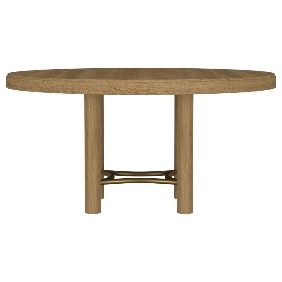 Arini - 60" Round Wood Dining Room Table - Sand Wash Dining Table modern furniture Contempo Furniture