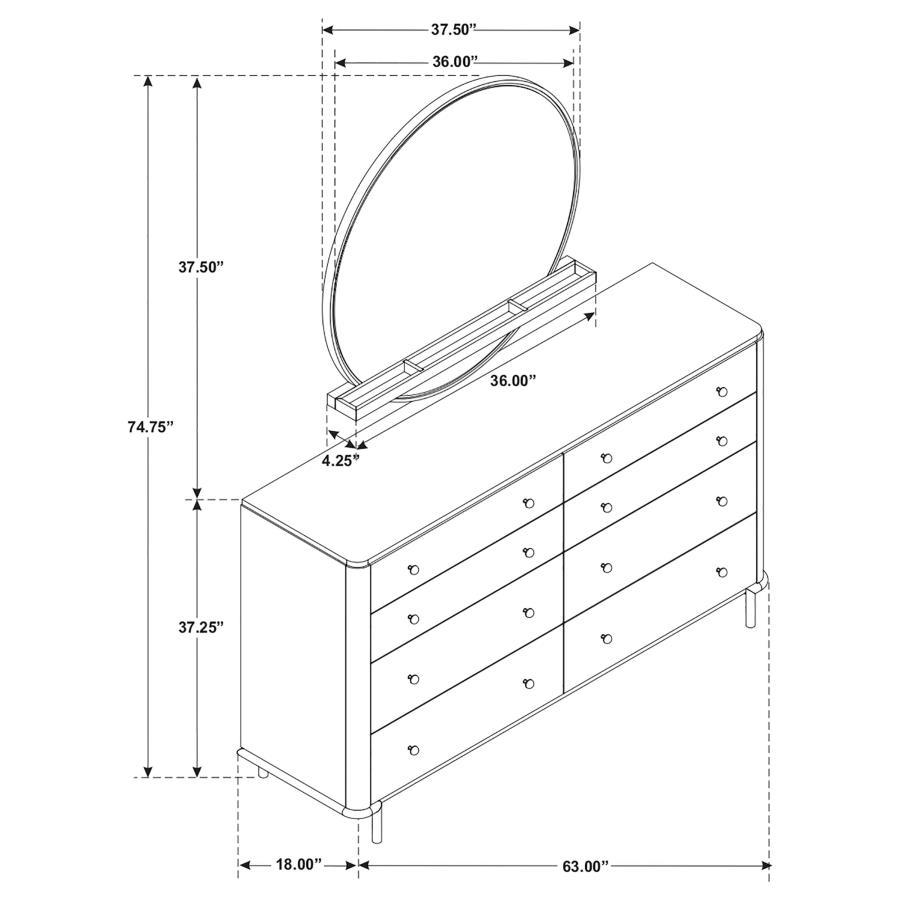 Arini - 8 - Drawer Dresser With Mirror - Sand Wash Dresser & Mirror modern furniture Contempo Furniture