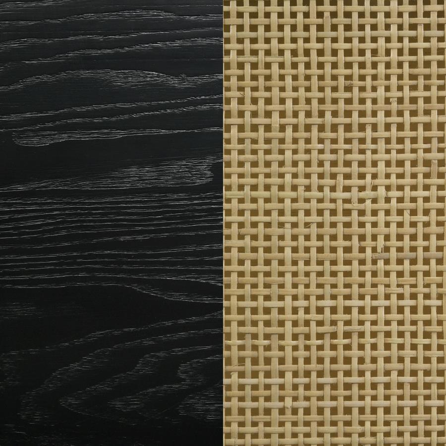 Arini - Cane Weave Full Length Standing Floor Mirror - Black Floor Mirror modern furniture Contempo Furniture