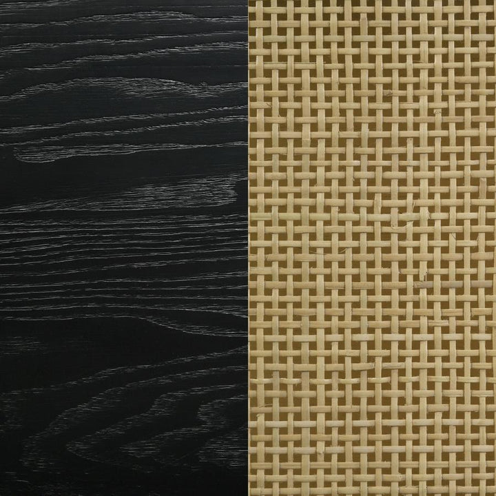 Arini - Cane Weave Full Length Standing Floor Mirror - Black Floor Mirror modern furniture Contempo Furniture