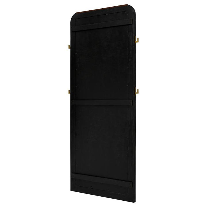 Arini - Cane Weave Full Length Standing Floor Mirror - Black Floor Mirror modern furniture Contempo Furniture