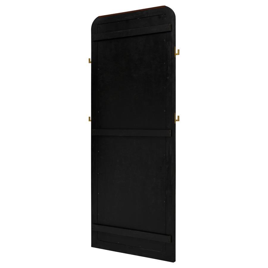 Arini - Cane Weave Full Length Standing Floor Mirror - Black Floor Mirror modern furniture Contempo Furniture