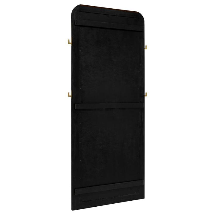 Arini - Cane Weave Full Length Standing Floor Mirror - Black Floor Mirror modern furniture Contempo Furniture