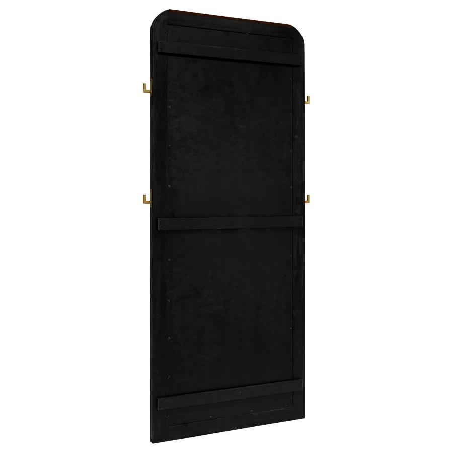 Arini - Cane Weave Full Length Standing Floor Mirror - Black Floor Mirror modern furniture Contempo Furniture