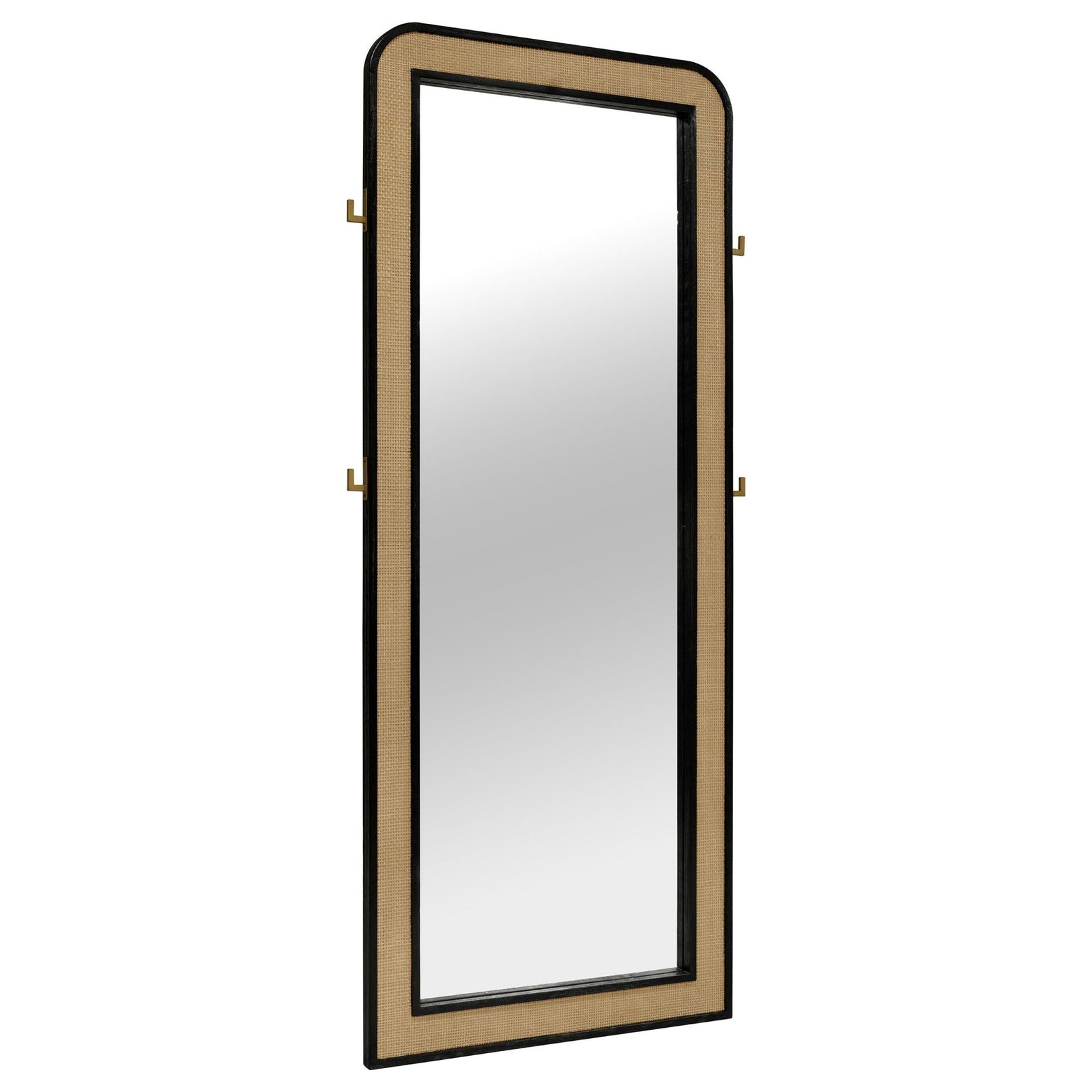 Arini - Cane Weave Full Length Standing Floor Mirror - Black Floor Mirror modern furniture Contempo Furniture