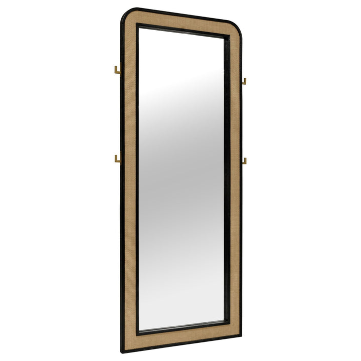 Arini - Cane Weave Full Length Standing Floor Mirror - Black Floor Mirror modern furniture Contempo Furniture
