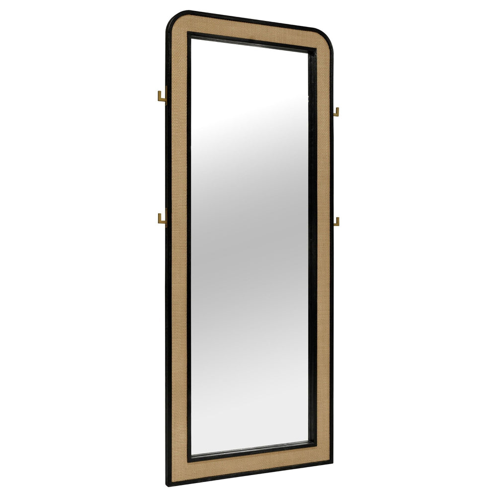 Arini - Cane Weave Full Length Standing Floor Mirror - Black Floor Mirror modern furniture Contempo Furniture