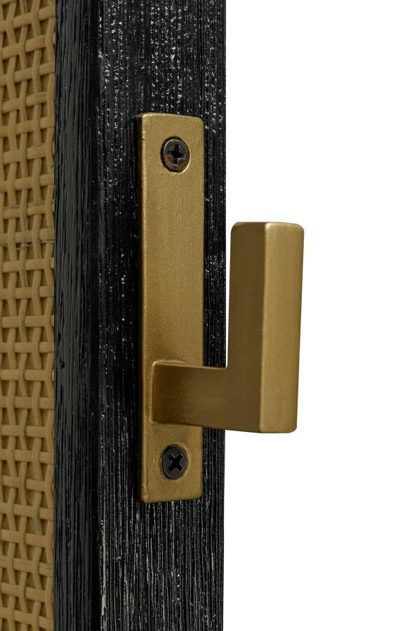 Arini - Cane Weave Full Length Standing Floor Mirror - Black Floor Mirror modern furniture Contempo Furniture