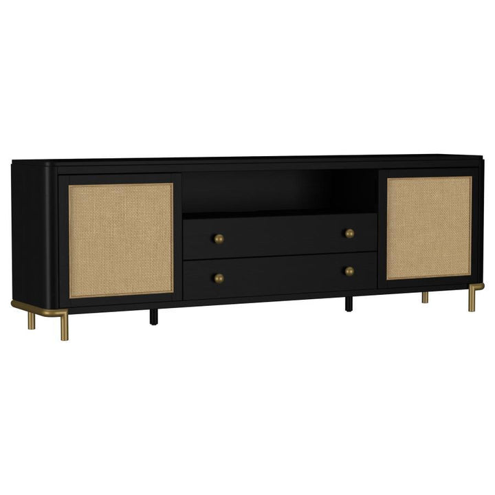 Arini - Rattan Cane 2 - Door TV Stand Media Console - Black TV Stand modern furniture Contempo Furniture