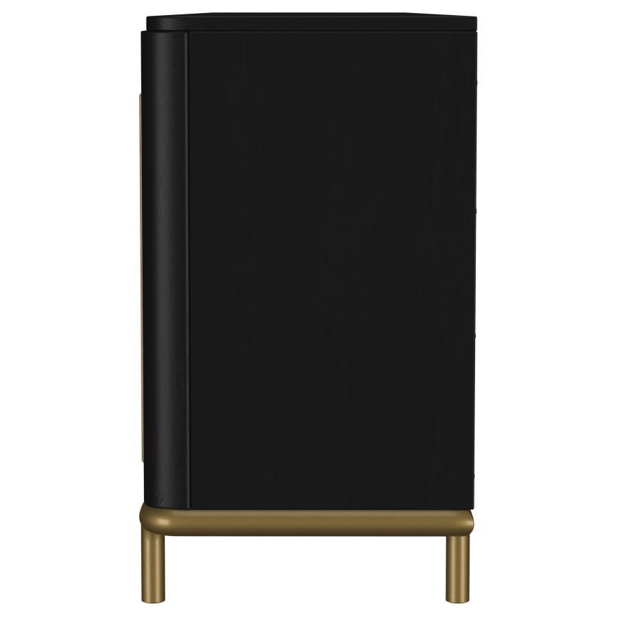 Arini - Rattan Cane 2 - Door TV Stand Media Console - Black TV Stand modern furniture Contempo Furniture