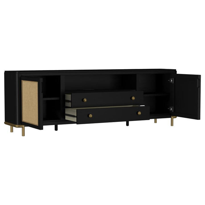 Arini - Rattan Cane 2 - Door TV Stand Media Console - Black TV Stand modern furniture Contempo Furniture