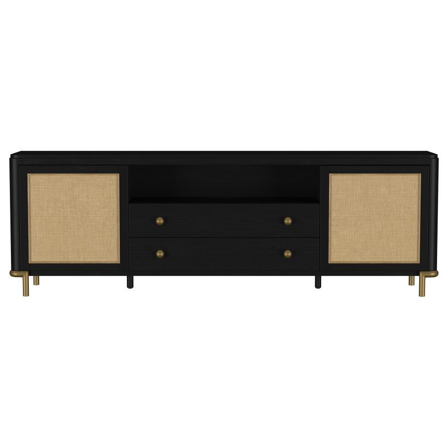 Arini - Rattan Cane 2 - Door TV Stand Media Console - Black TV Stand modern furniture Contempo Furniture