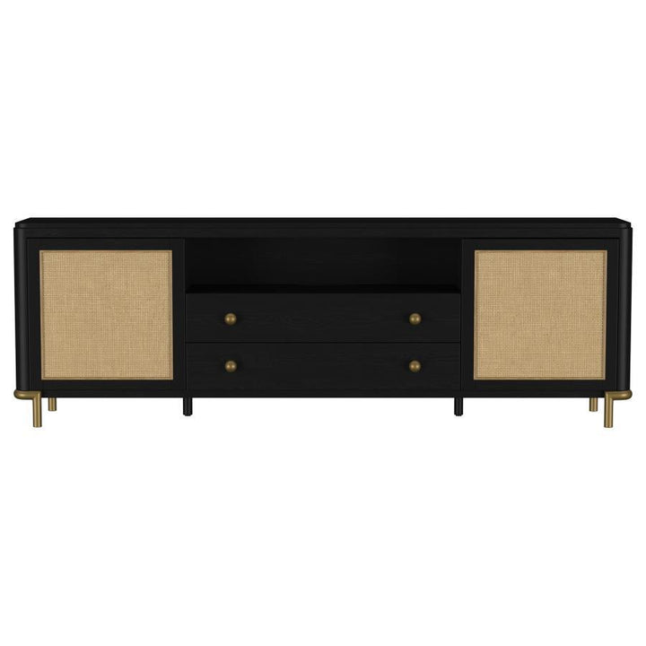 Arini - Rattan Cane 2 - Door TV Stand Media Console - Black TV Stand modern furniture Contempo Furniture