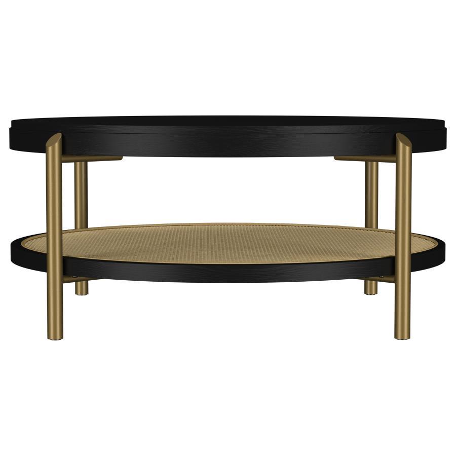 Arini - Round Coffee Table With Storage Shelf - Black Coffee Table modern furniture Contempo Furniture