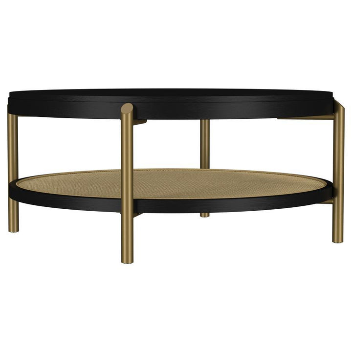Arini - Round Coffee Table With Storage Shelf - Black Coffee Table modern furniture Contempo Furniture