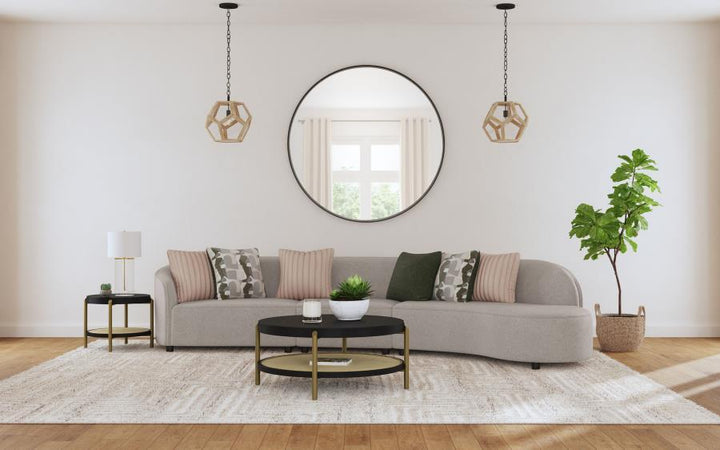 Arini - Round Coffee Table With Storage Shelf - Black Coffee Table modern furniture Contempo Furniture