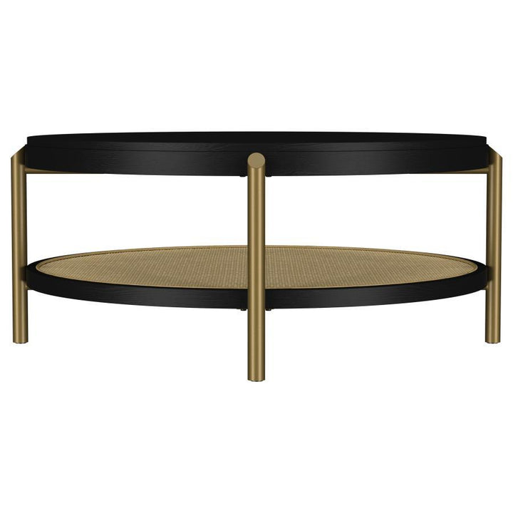 Arini - Round Coffee Table With Storage Shelf - Black Coffee Table modern furniture Contempo Furniture