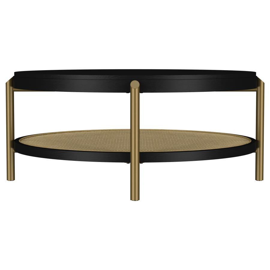 Arini - Round Coffee Table With Storage Shelf - Black Coffee Table modern furniture Contempo Furniture