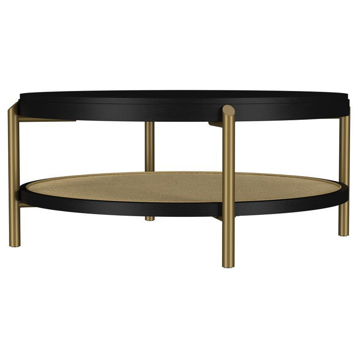 Arini - Round Coffee Table With Storage Shelf - Black Coffee Table modern furniture Contempo Furniture