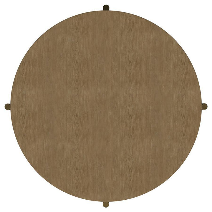 Arini - Round Coffee Table With Storage Shelf - Sand Wash Coffee Table modern furniture Contempo Furniture
