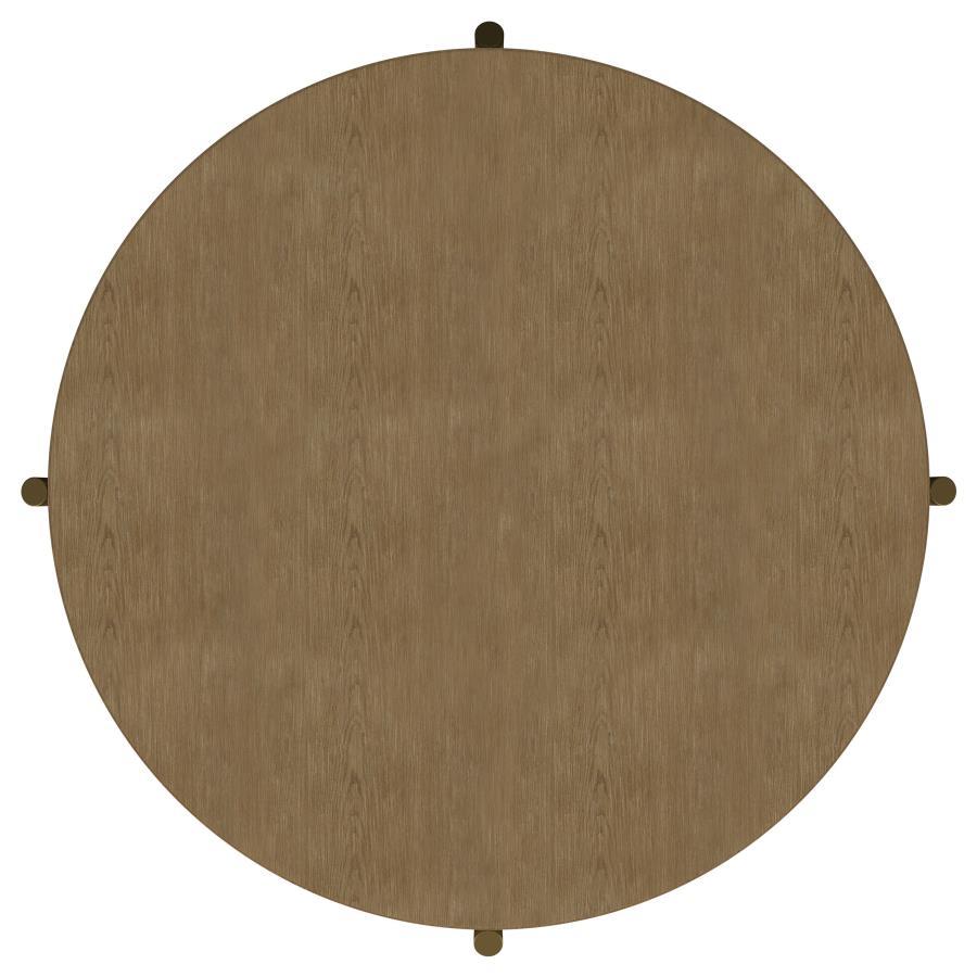 Arini - Round Coffee Table With Storage Shelf - Sand Wash Coffee Table modern furniture Contempo Furniture