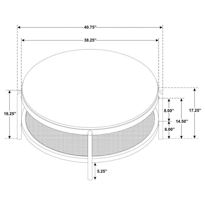 Arini - Round Coffee Table With Storage Shelf - Sand Wash Coffee Table modern furniture Contempo Furniture