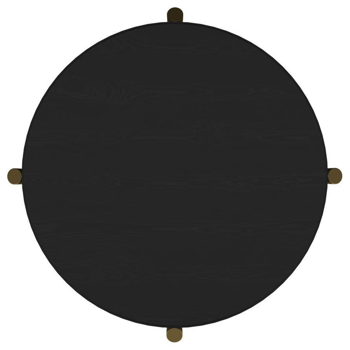 Arini - Round End Side Table With Storage Shelf - Black End Table modern furniture Contempo Furniture